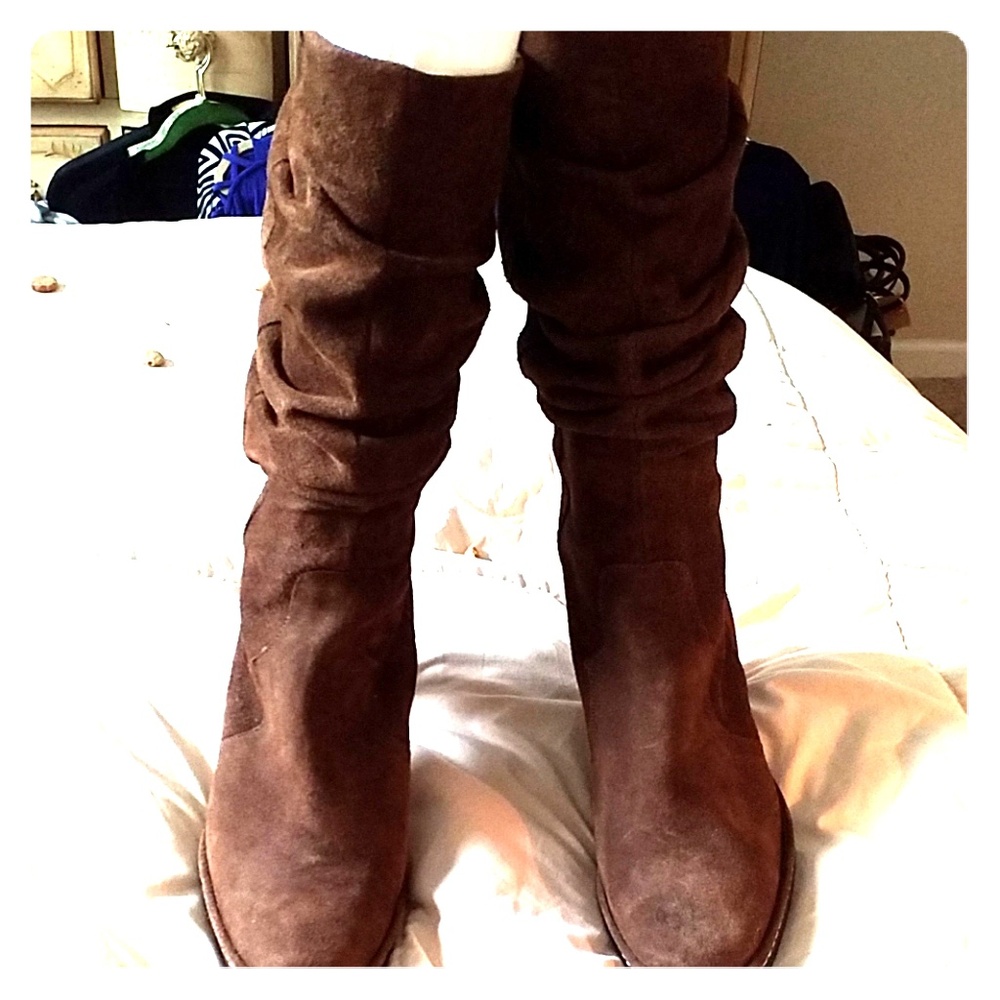 VIA SPIGA slochy brown suede heeled boots NWOT